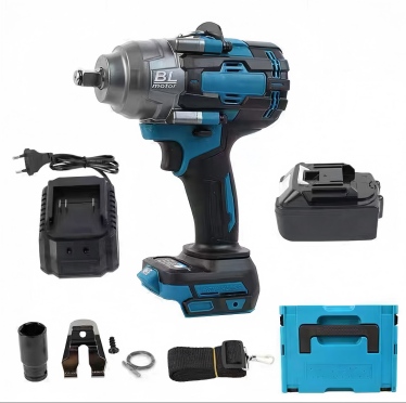 Portable Heavy-Duty 21V Cordless Impact Wrench 1/2 1300nm Max Torque Industrial-Grade Brushless Motor Lithium-Ion Battery Quick